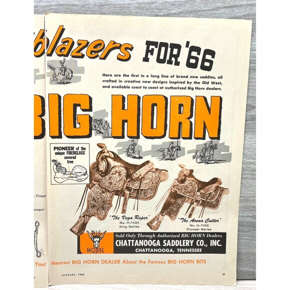 Chattanooga Saddlery Vintage Print Ad 1960s Big Horn Saddles Western Horse - Picture 6 of 7